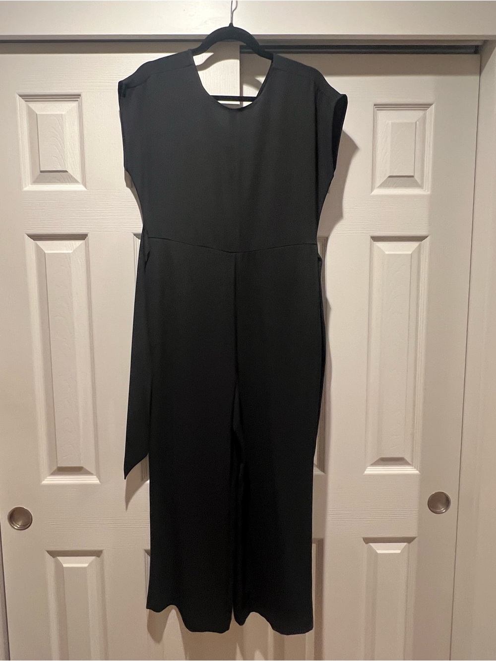 LOFT Black Sleeveless Wide-Leg Jumpsuit